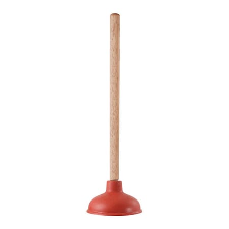 Tool Time 16 in. x 5 in. Dia. Plunger with Wooden Handle, Rubber & Wood, 12PK TO2513151